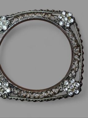 Ornate Silver Filigree Floral Square Bangle
